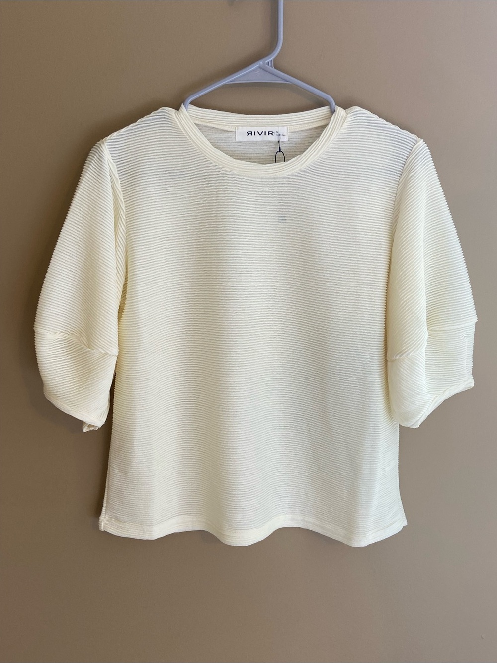 Rivira‎ Short-Sleeve Textured Ribbed Top- Small, NEW, Summer, Office
